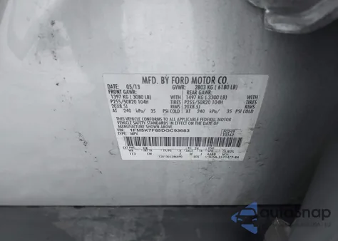 2013 Ford Explorer Limited из США, поврежденный, VIN 1FM5K7F85DGC93683